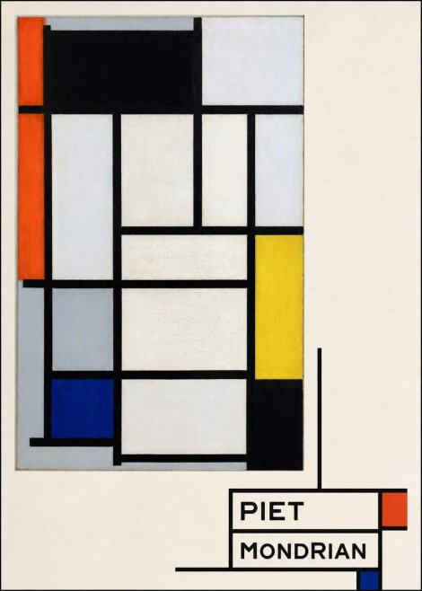 Piet Mondrian Composition with Red, Blue and Yellow No4 - Plakat