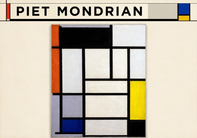 Piet Mondrian Composition with Red, Blue and Yellow No6 - Plakat