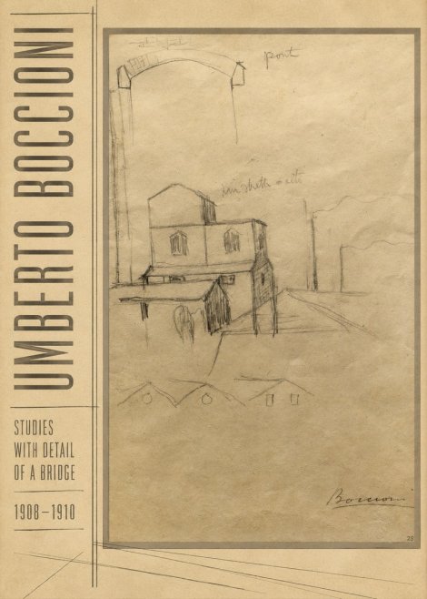Umberto Boccioni Studies with Detail of a Bridige No5 - Plakat