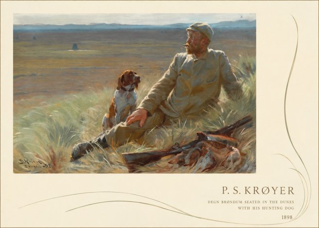 P.S. Krøyer Degn Brøndum Seated in the Dunes with His Hunting Dog No3 - Plakat