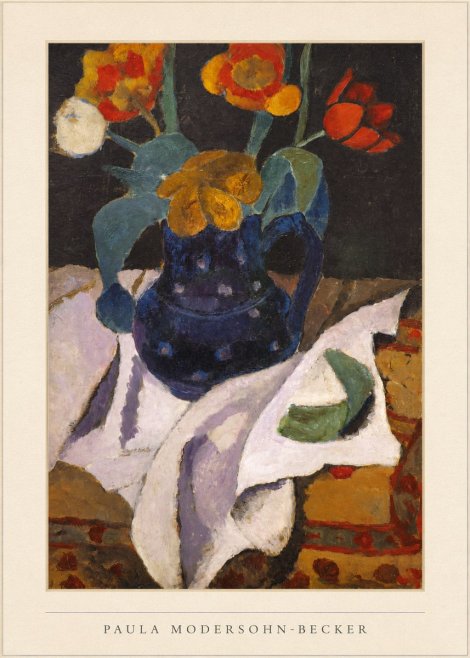 Paula Modersohn-Becker Still Life with Blue Jug and Flowers No4 - Plakat