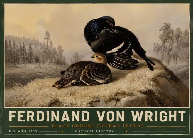 Ferdinand von Wright Black Grouse (Tetrao Tetrix) No5 - Plakat