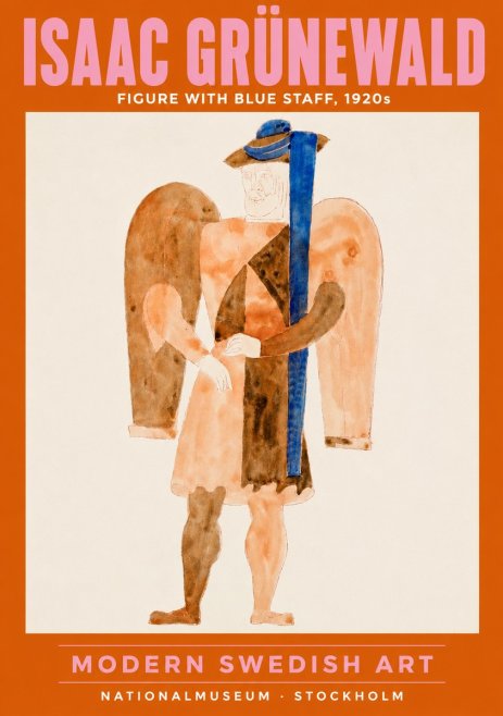 Isaac Grünewald Figure with Blue Staff No2 - Plakat