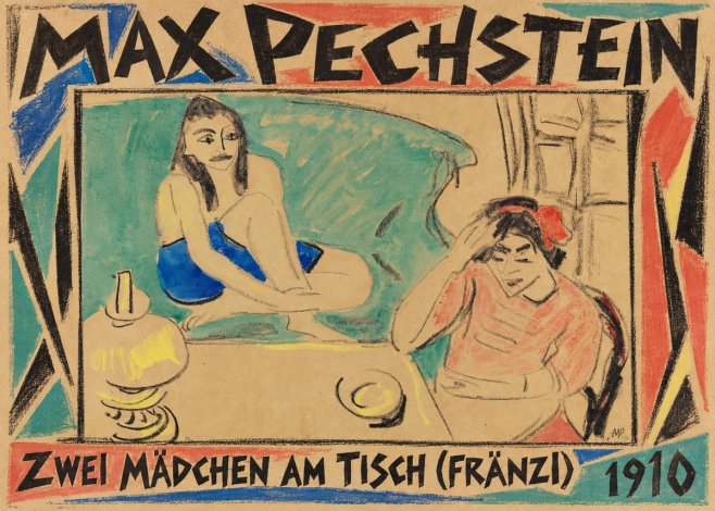 Max Pechstein Zwei Mädchen Am Tisch (Fränzi) No1 - Plakat
