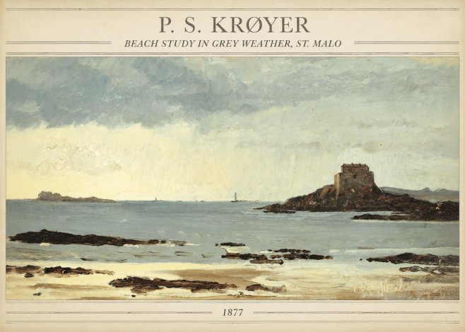 P.S. Krøyer Beach Study in Grey Weather, St. Malo No3 - Plakat