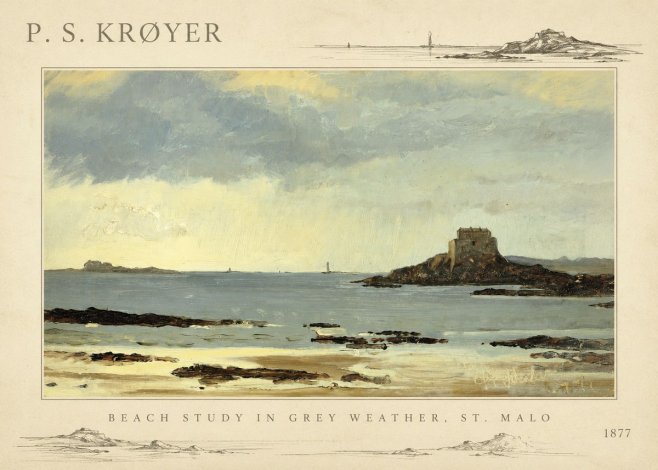 P.S. Krøyer Beach Study in Grey Weather, St. Malo No4 - Plakat
