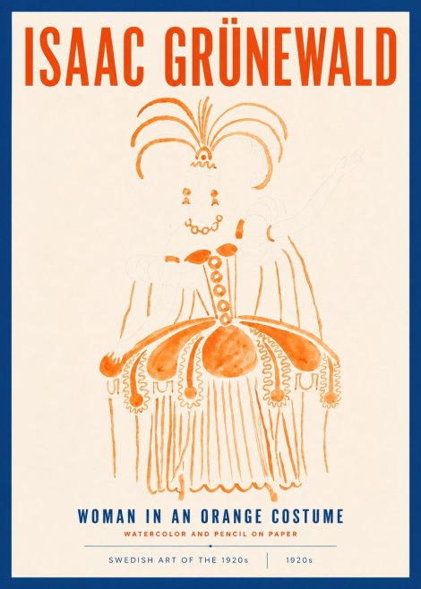 Isaac Grünewald Woman in an Orange Costume No4 - Plakat