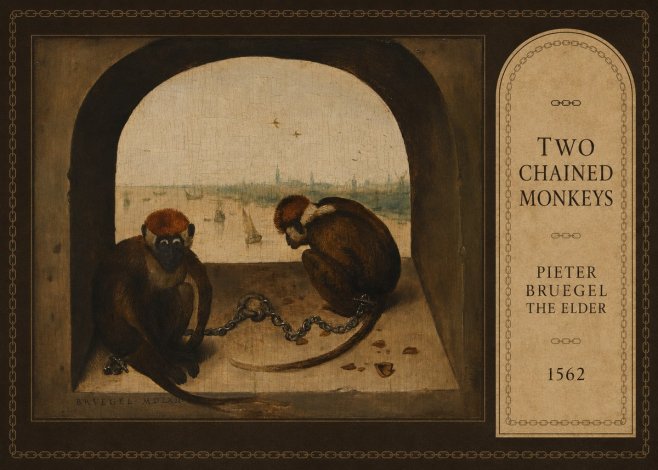 Pieter Bruegel Two Chained Monkeys I No3 - Plakat