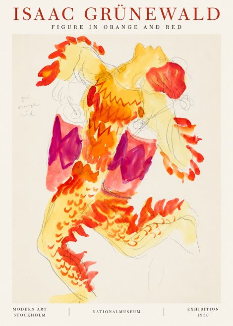 Isaac Grünewald Figure in Orange and Red No1 - Plakat