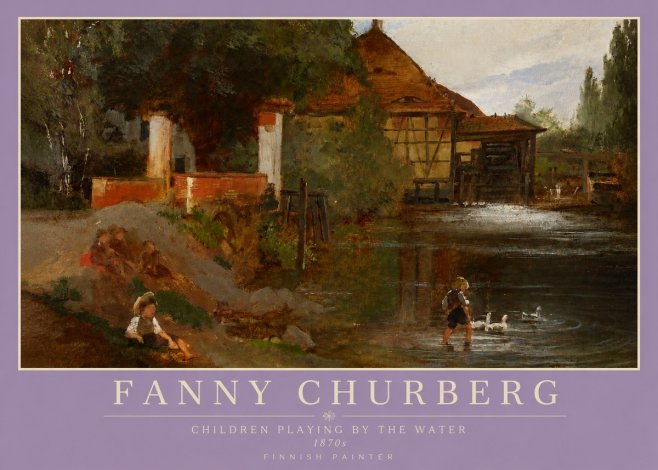 Fanny Churberg Children Playing by the Water No3 - Plakat
