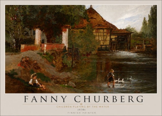 Fanny Churberg Children Playing by the Water No6 - Plakat