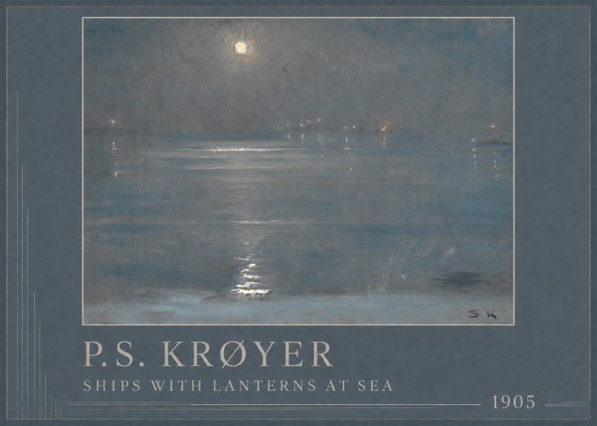 P.S. Krøyer Ships with Lanterns at Sea No1 - Plakat
