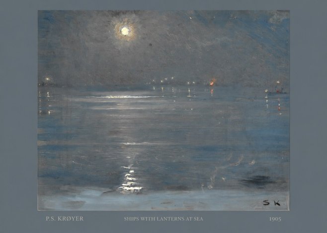 P.S. Krøyer Ships with Lanterns at Sea No6 - Plakat