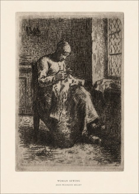 Jean-François Millet Woman Sewing No5 - Plakat