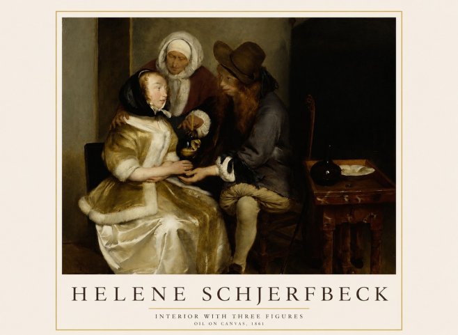Helene Schjerfbeck Interior with Three Figures No1 - Plakat