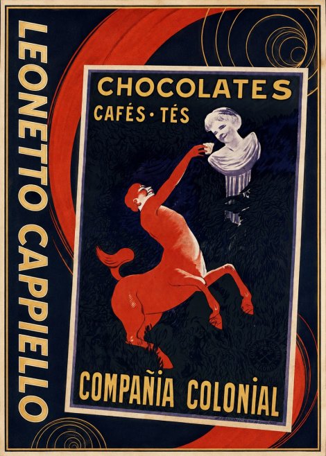 Leonetto Cappiello Chocolates, Cafés, Tés - Compañía Colonial No4 - Plakat