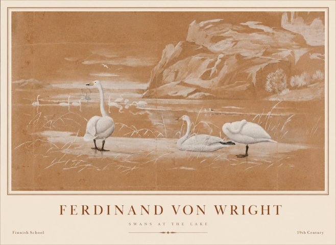 Ferdinand von Wright Swans at the Lake No1 - Plakat