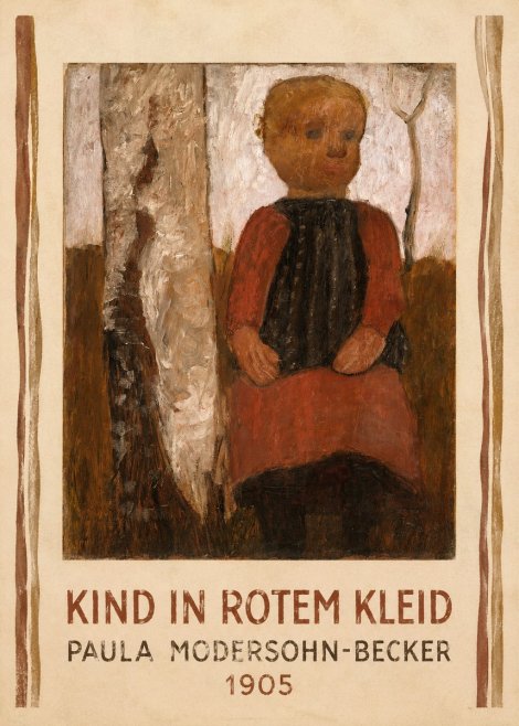 Paula Modersohn-Becker Kind in Rotem Kleid No4 - Plakat
