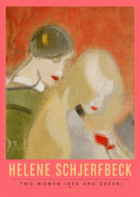 Helene Schjerfbeck Two Women (Red and Green) No6 - Plakat