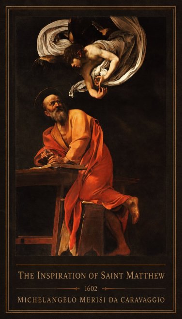 Michelangelo Merisi da Caravaggio The Inspiration of Saint Matthew II No1 - Plakat