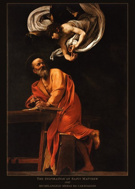 Michelangelo Merisi da Caravaggio The Inspiration of Saint Matthew II No6 - Plakat