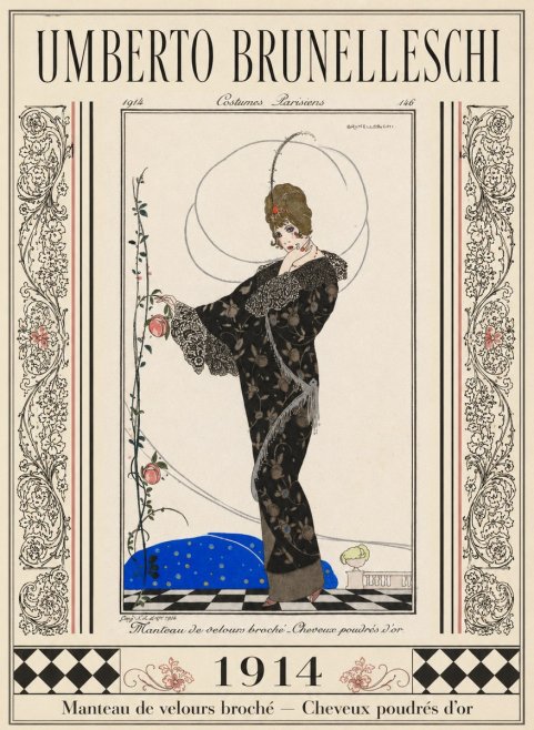 Umberto Brunelleschi Manteau De Velours Broché – Cheveux Poudrés D'or No5 - Plakat