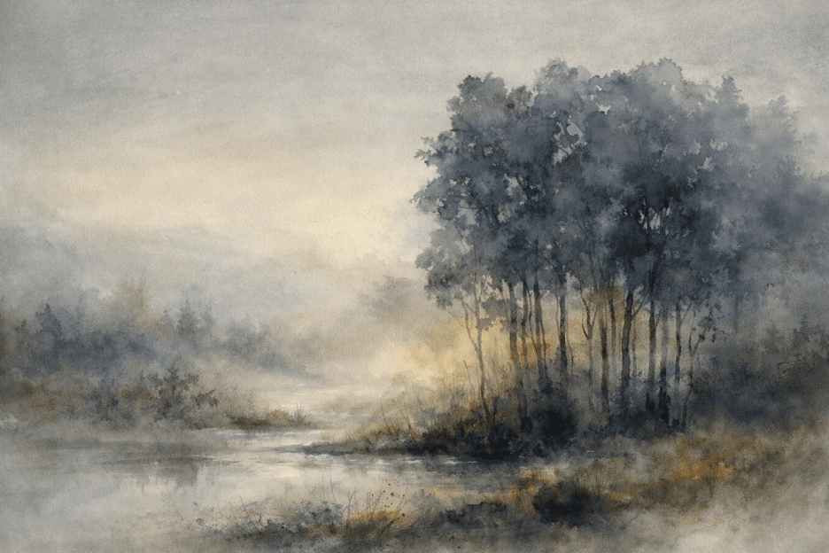 Misty Grove Reflections