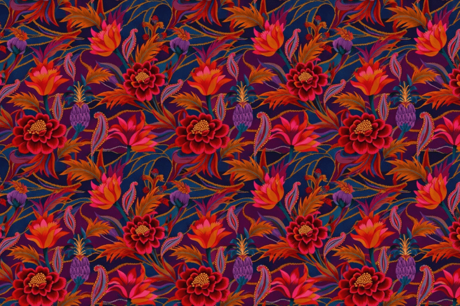 Vivid Blossom Tapestry