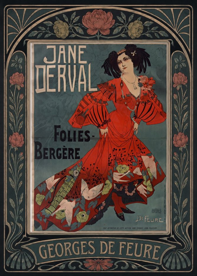 Georges de Feure Jane Derval - Folies-bergère I No5 - Plakat