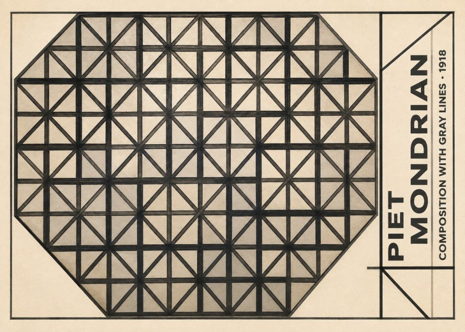 Piet Mondrian Composition with Gray Lines No5 - Plakat