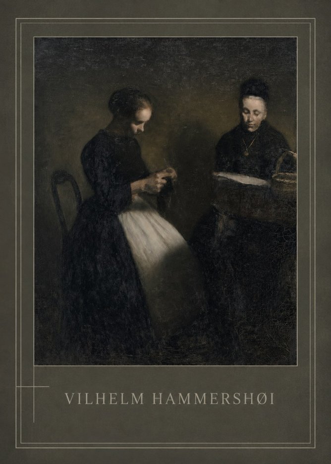 Vilhelm Hammershøi Two Women Knitting No1 - Plakat