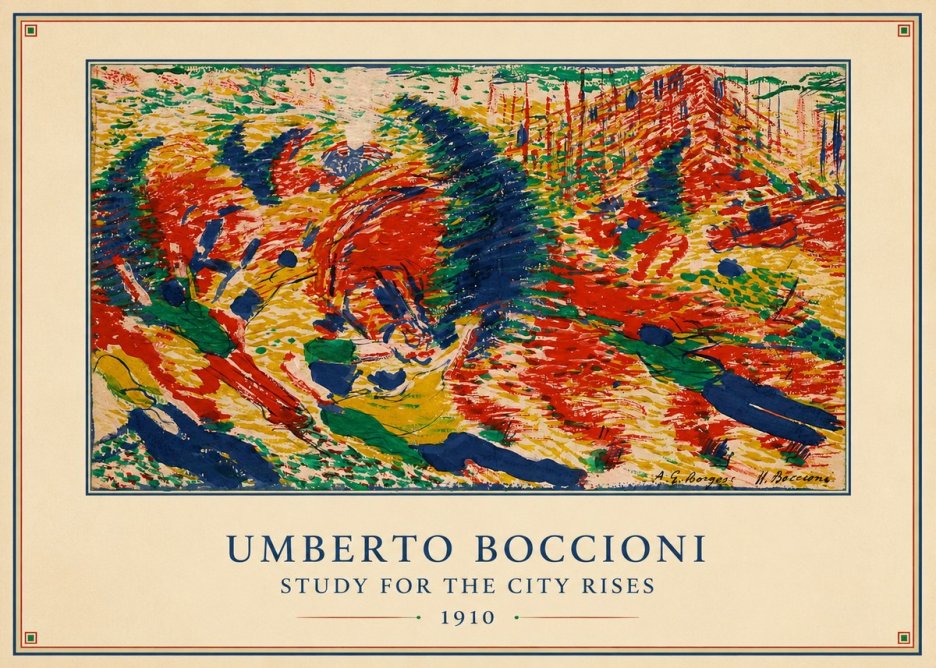 Umberto Boccioni Study for the City Rises No4 - Plakat