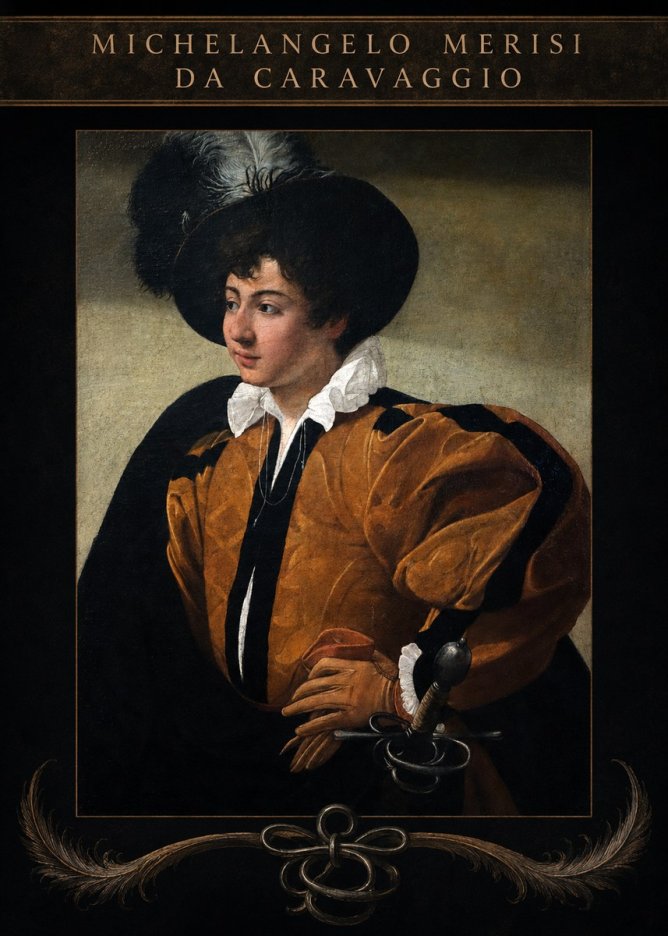 Michelangelo Merisi da Caravaggio Young Man with a Plumed Hat No4 - Plakat