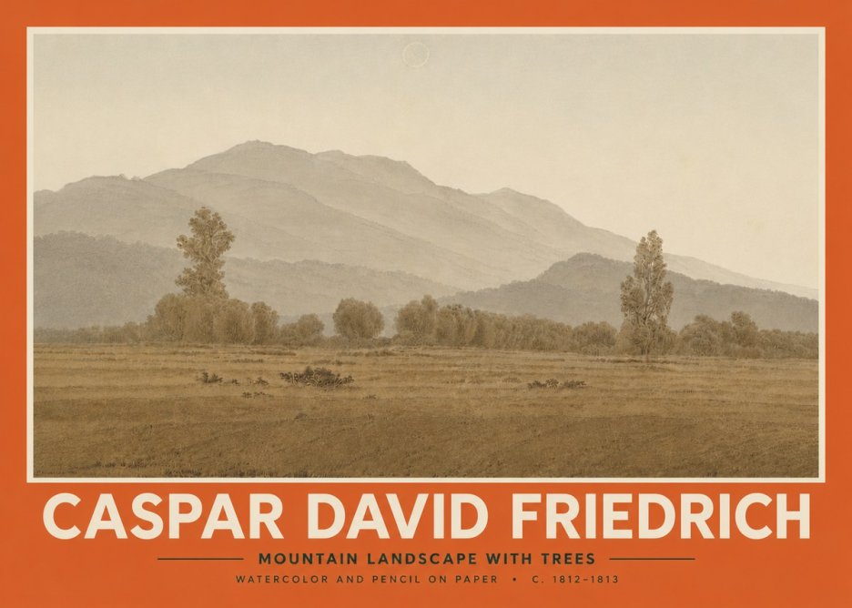 Caspar David Friedrich Mountain Landscape with Trees No5 - Plakat