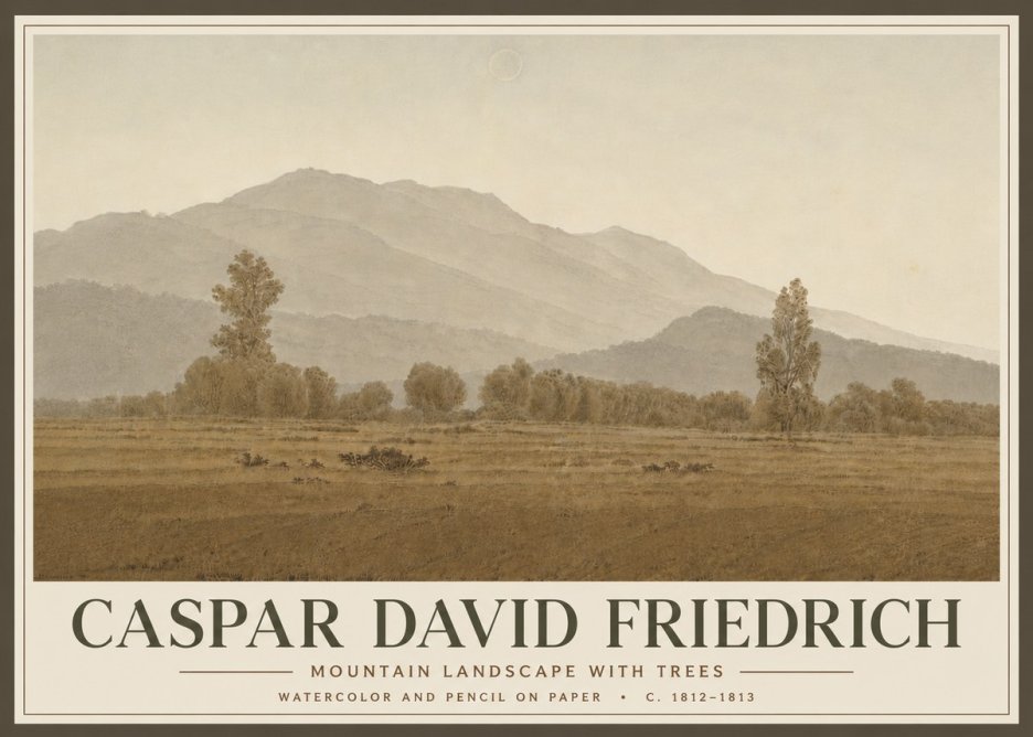 Caspar David Friedrich Mountain Landscape with Trees No6 - Plakat