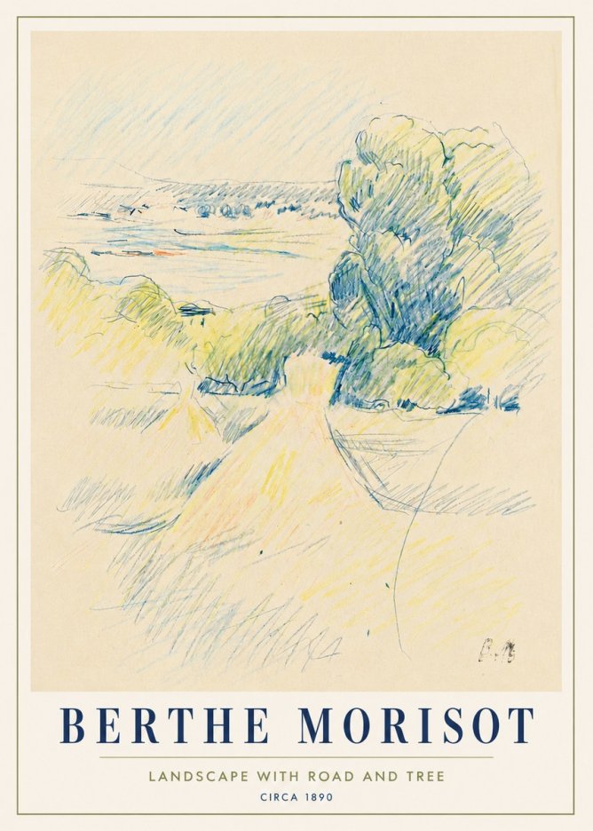 Berthe Morisot Landscape with Road and Tree No5 - Plakat