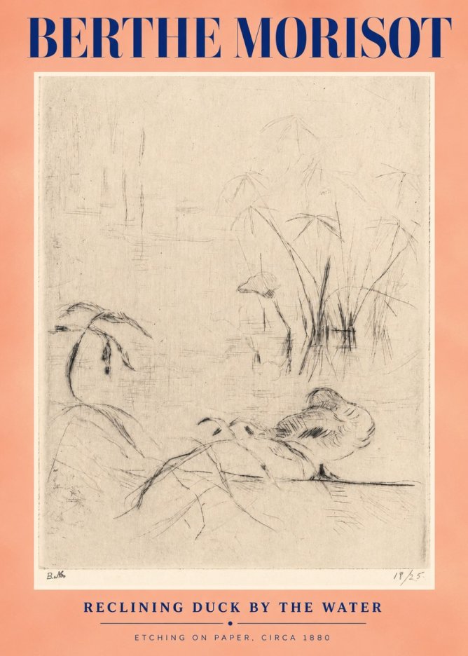 Berthe Morisot Reclining Duck by the Water No3 - Plakat