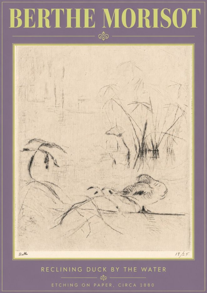 Berthe Morisot Reclining Duck by the Water No4 - Plakat