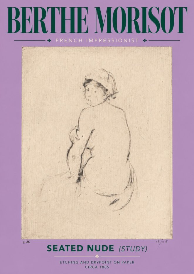 Berthe Morisot Seated Nude (Study) No5 - Plakat