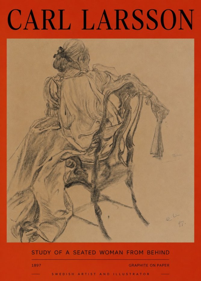 Carl Larsson Study of a Seated Woman from Behind No2 - Plakat