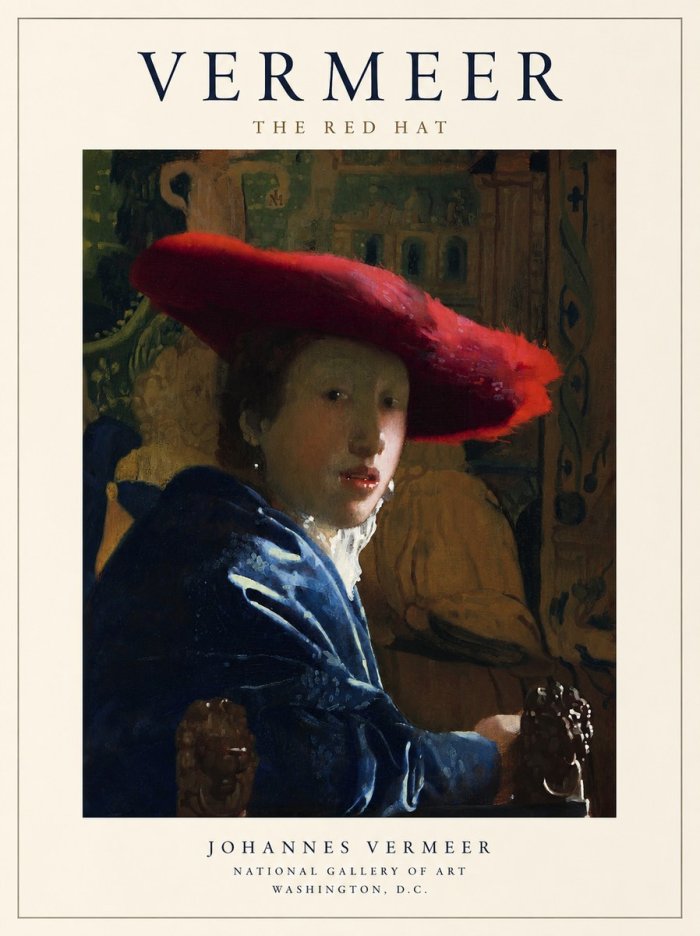 Vermeer The Red Hat No1 - Plakat
