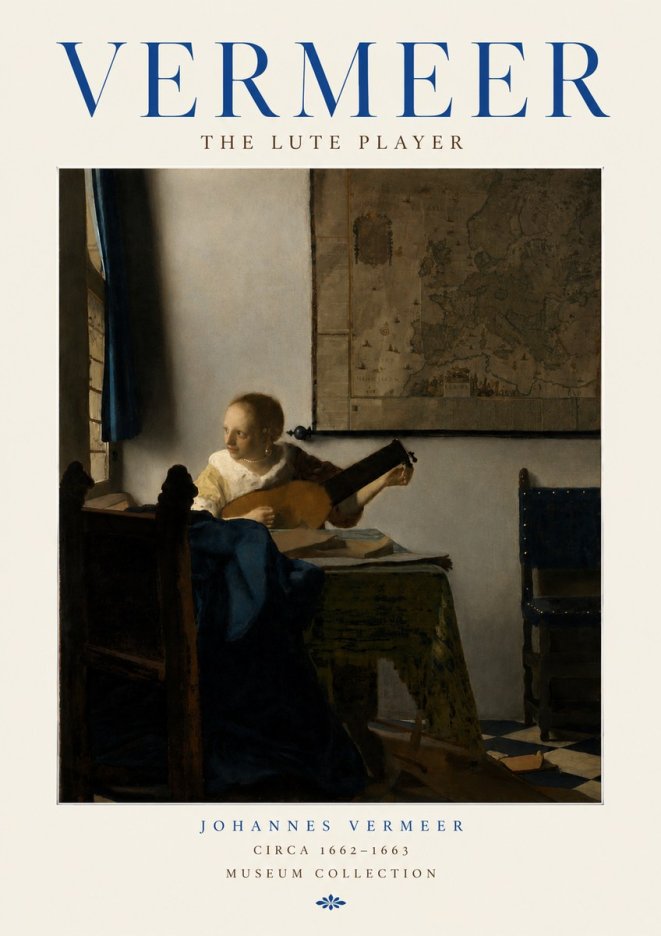 Vermeer The Lute Player No3 - Plakat