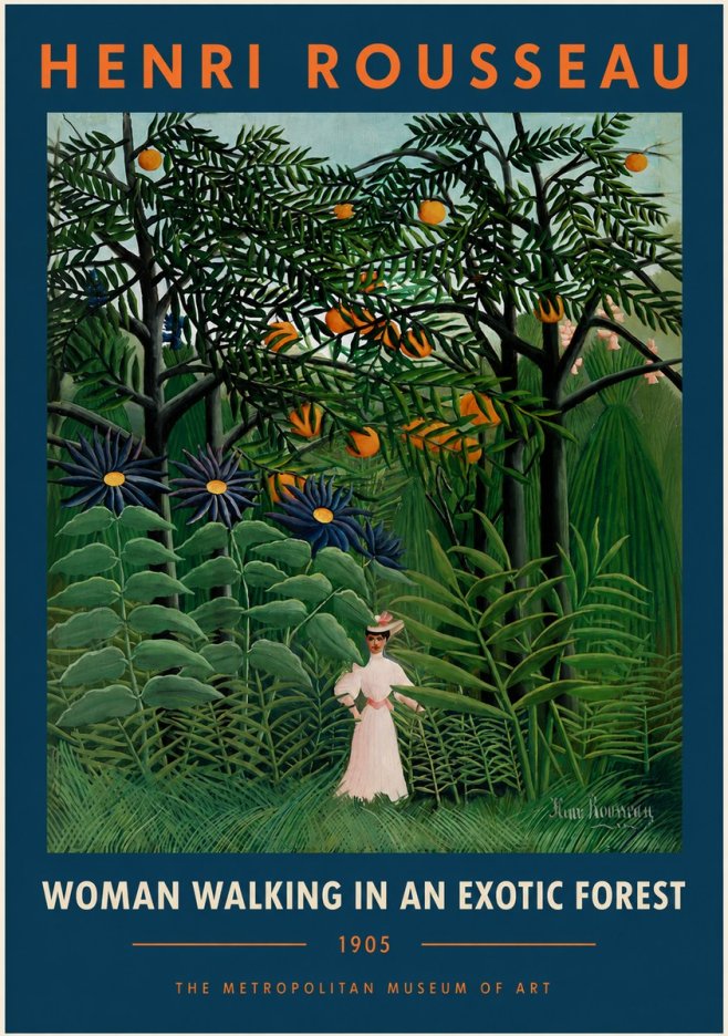 Rousseau Woman Walking in an Exotic Forest No5 - Plakat
