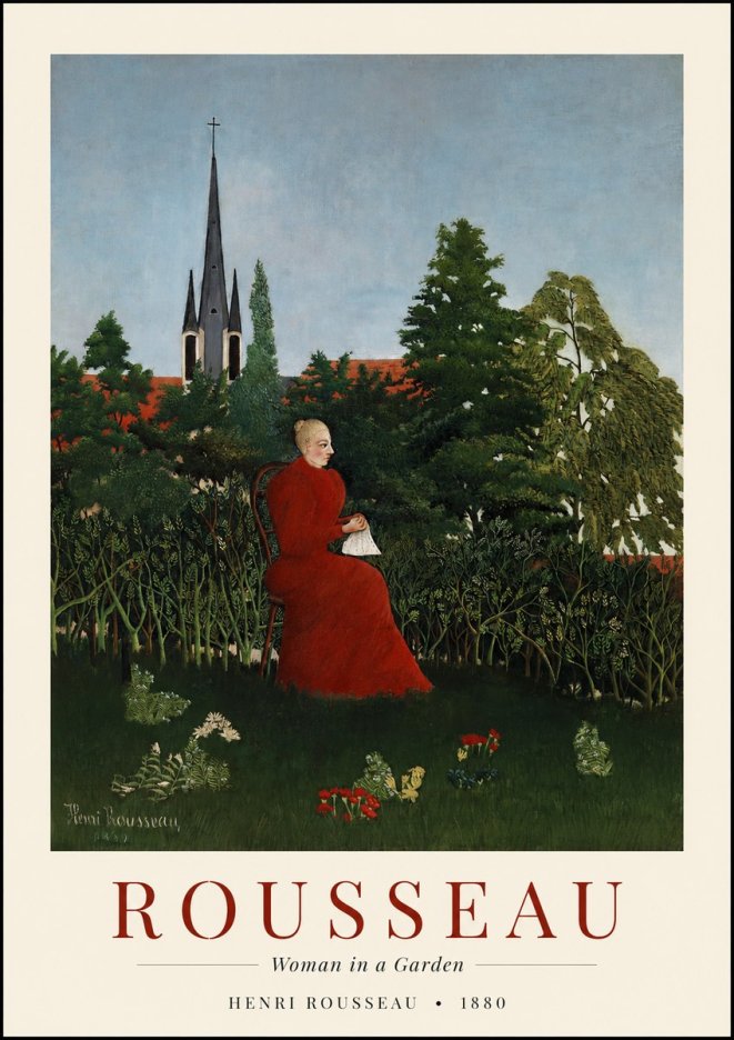 Rousseau Woman in a Garden No1 - Plakat