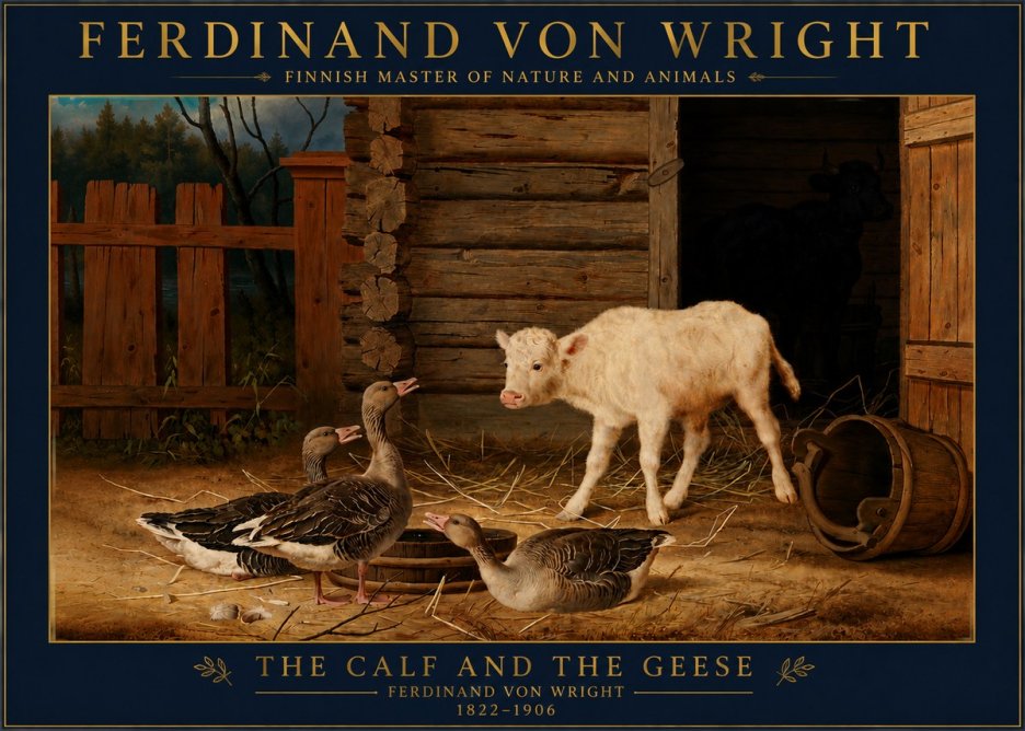 Ferdinand von Wright The Calf and the Geese No4 - Plakat