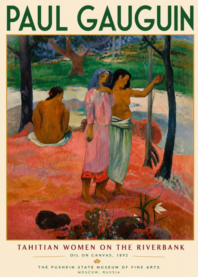 Paul Gauguin Tahitian Women on the Riverbank No6 - Plakat