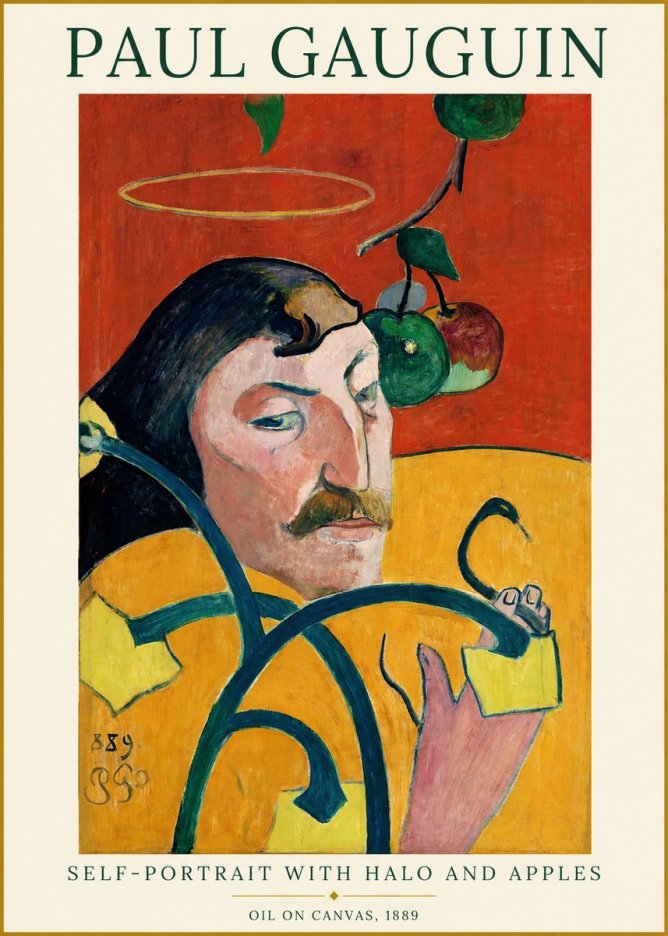 Paul Gauguin Self-portrait with Halo and Apples No1 - Plakat