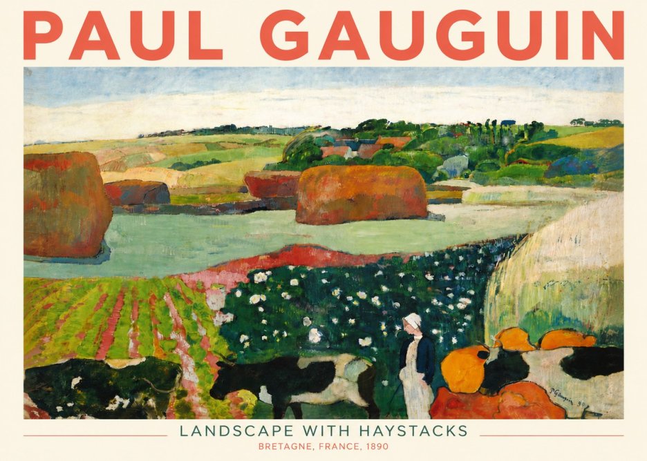 Paul Gauguin Landscape with Haystacks No4 - Plakat