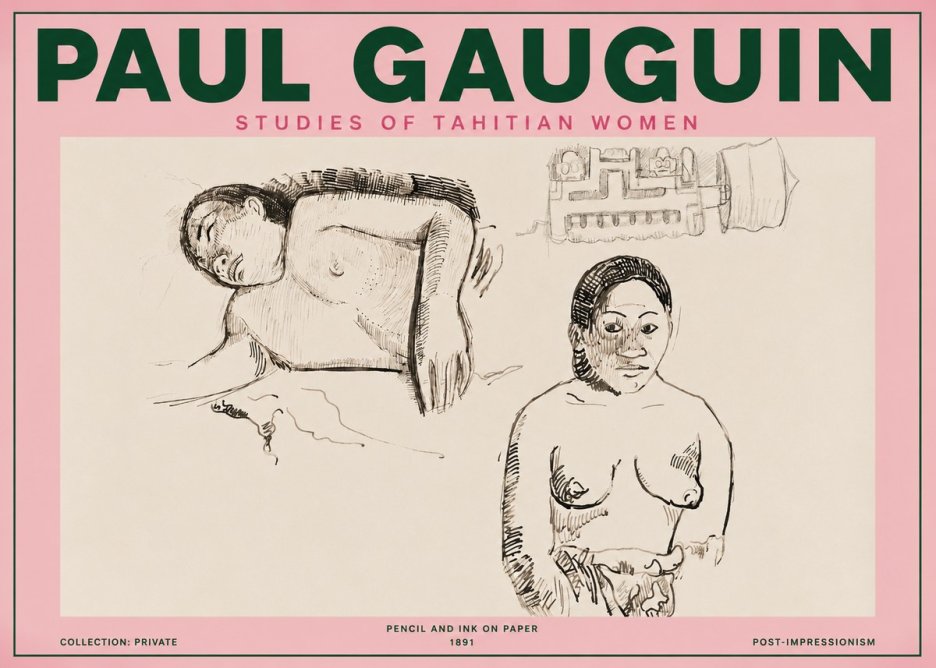 Paul Gauguin Studies of Tahitian Women No3 - Plakat