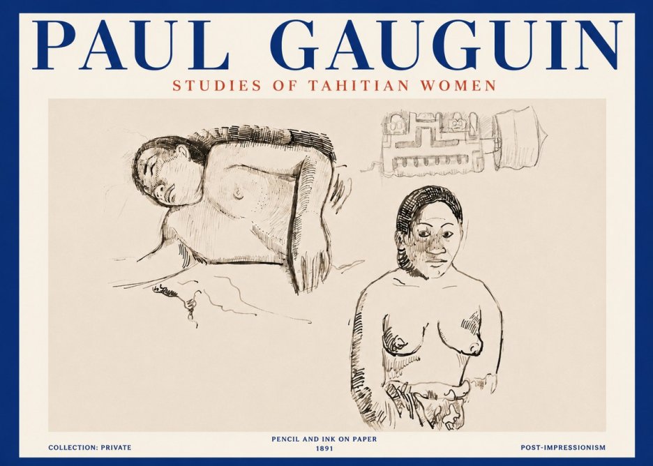 Paul Gauguin Studies of Tahitian Women No4 - Plakat